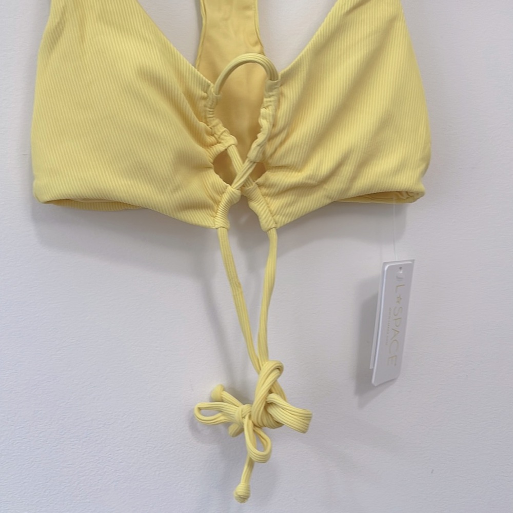 L SPACE  Bikini Top Womens Small Yellow Dax Swimsuit Beachwear New - Picture 6 of 11